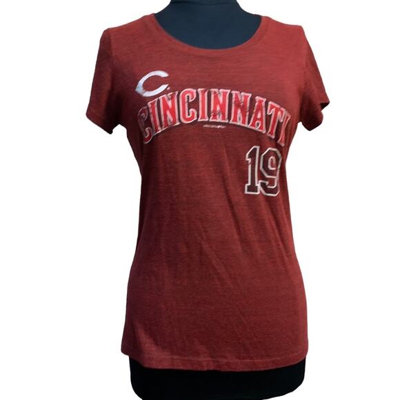 Genuine Merchandise Tops - Cincinnati Reds Sports Gear Short Sleeve Shirt #19 Votto Size XL Burgandy Red